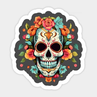 Skull and flowers Sticker